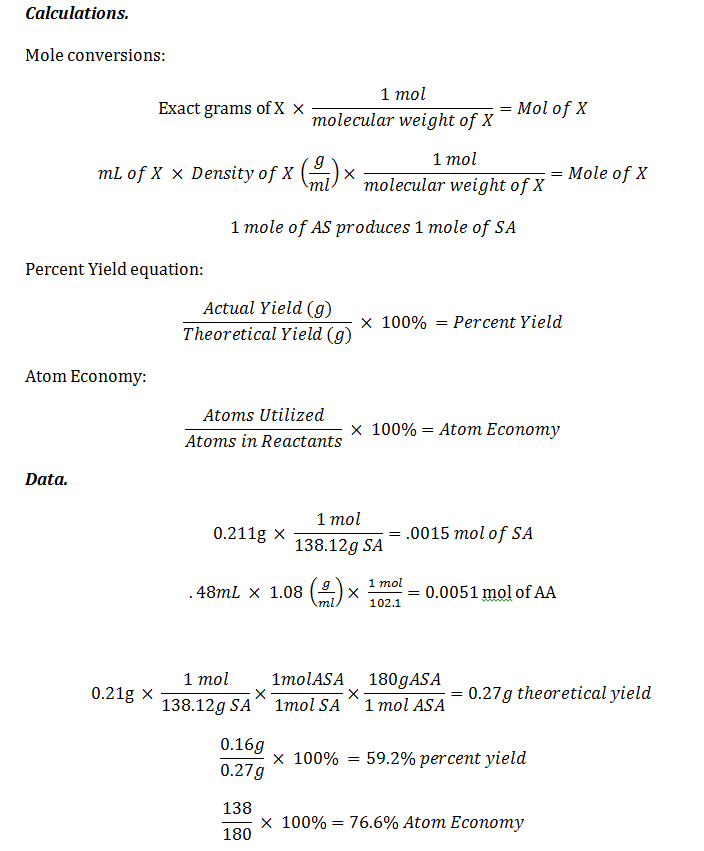 calculate the percent yield of aspirin