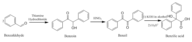 Multistep Reaction Sequence: Benzaldehyde to Benzilic Acid
