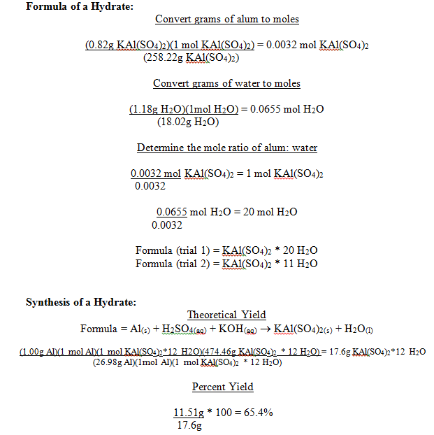 Formula of a Hydrate