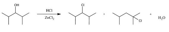 Substitution of 2,4,6-trimethylcyclohexanol to form 1-bromo-1,3,5-trimethylcyclohexane.