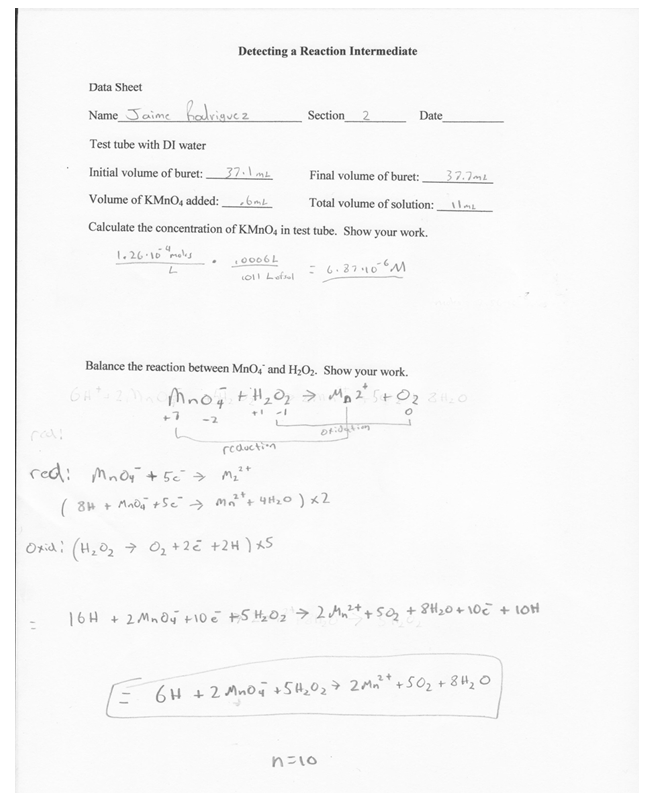 detecting a reaction intermediate